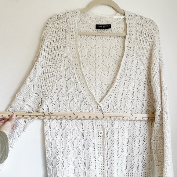 Lane Bryant cottagecore coastal beachy cardigan open knit crochet button 10/12 - Picture 8 of 9